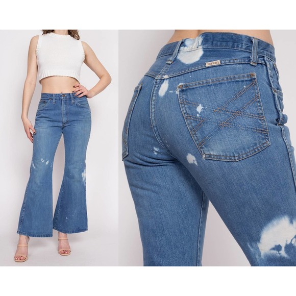 70s Dee Cee Bleached Bell Bottoms - Women's Medium, Men's Small, 30" - Picture 1 of 9